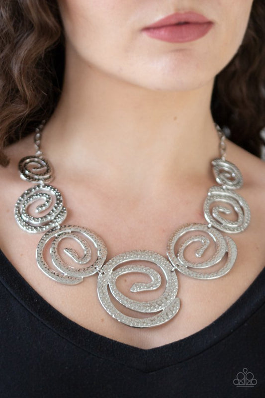 Statement Swirl - Silver - Paparazzi Necklace Image