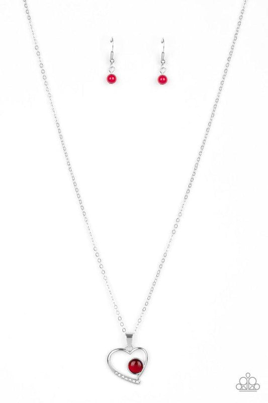 Paparazzi Necklace ~ Heart Full of Love - Red