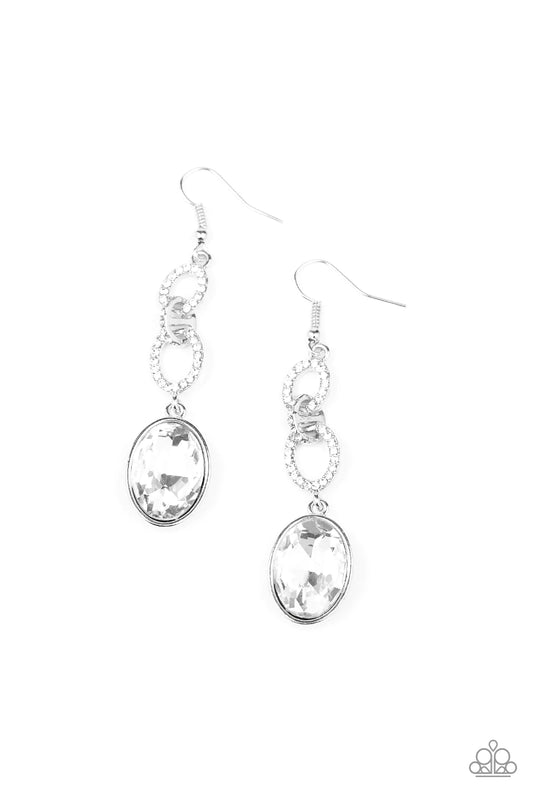 Paparazzi Earring ~ Extra Ice Queen - White