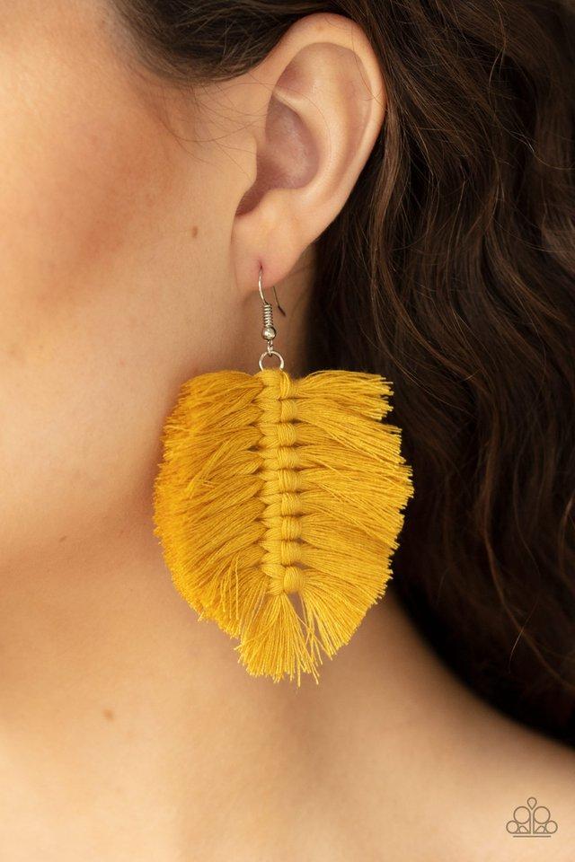 Paparazzi Earring ~ Knotted Native - Yellow