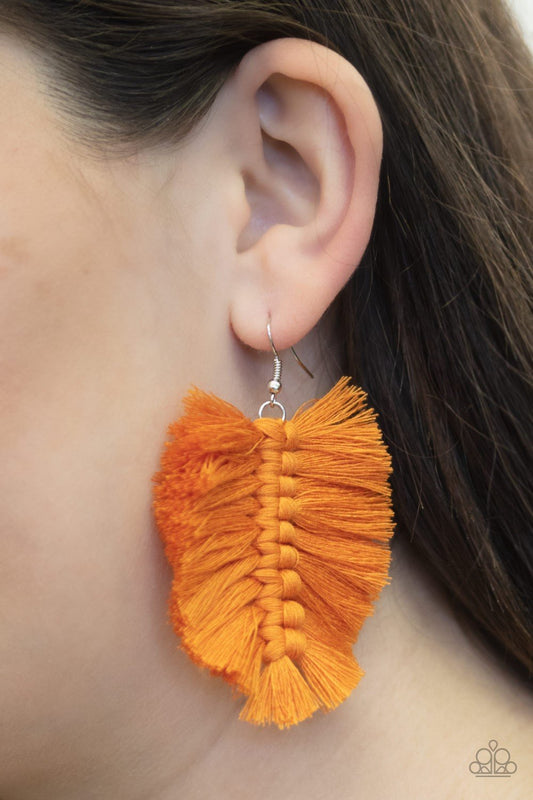 Paparazzi Earring ~ Knotted Native - Orange