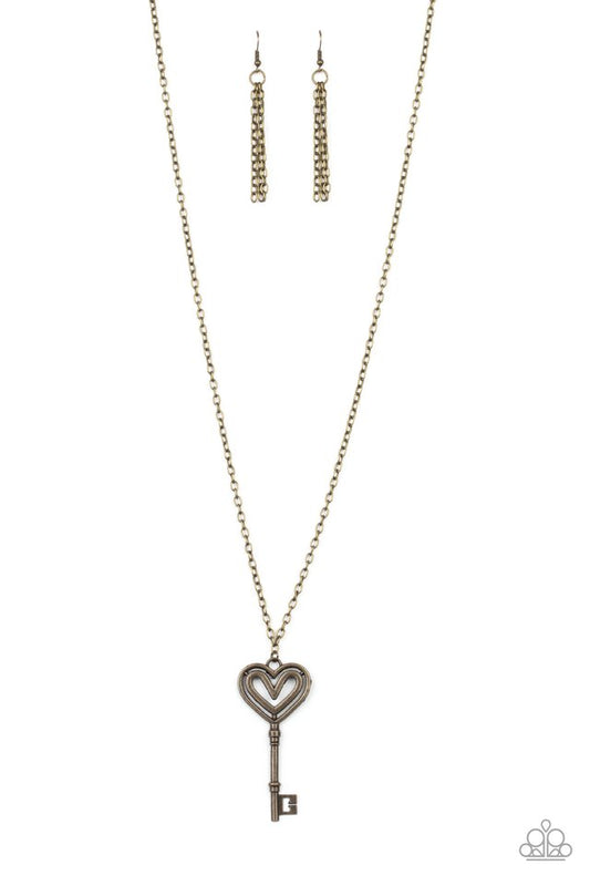 Unlock My Heart - Brass - Paparazzi Necklace Image