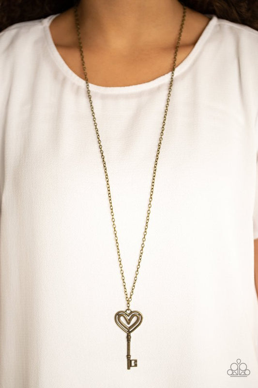 Unlock My Heart - Brass - Paparazzi Necklace Image