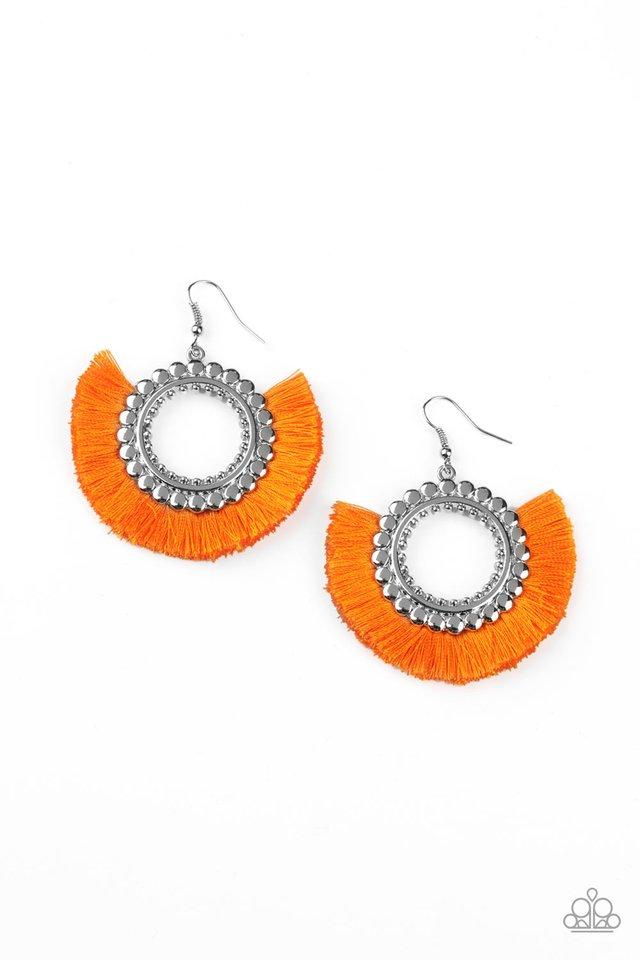 Paparazzi Earring ~ Fringe Fanatic - Orange