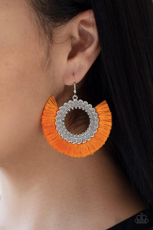 Paparazzi Earring ~ Fringe Fanatic - Orange