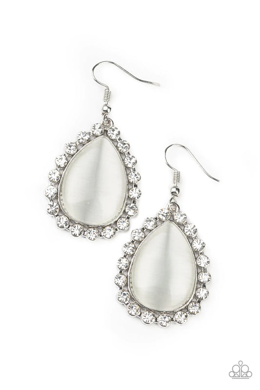 Paparazzi Earring ~ Teardrop Trendsetter - White