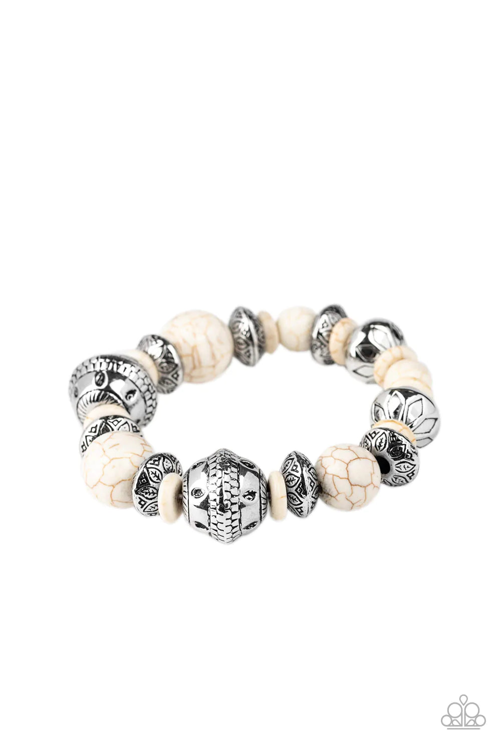 Pulsera Paparazzi ~ Majestic Masonry - Blanco