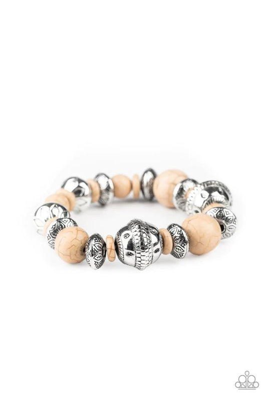 Paparazzi Bracelet ~ Majestic Masonry - Brown