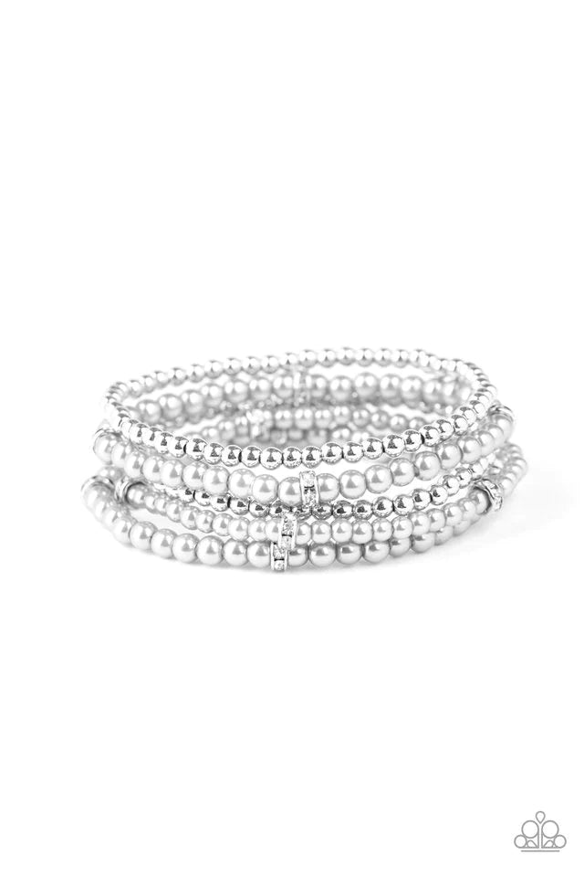 Pulsera Paparazzi ~ Fiercely Frosted - Plata