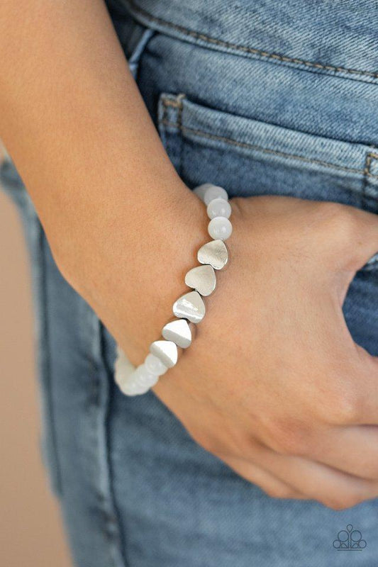 Paparazzi Bracelet ~ Heart-Melting Glow - White