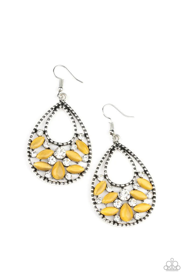 Paparazzi Earring ~ Dewy Dazzle - Yellow