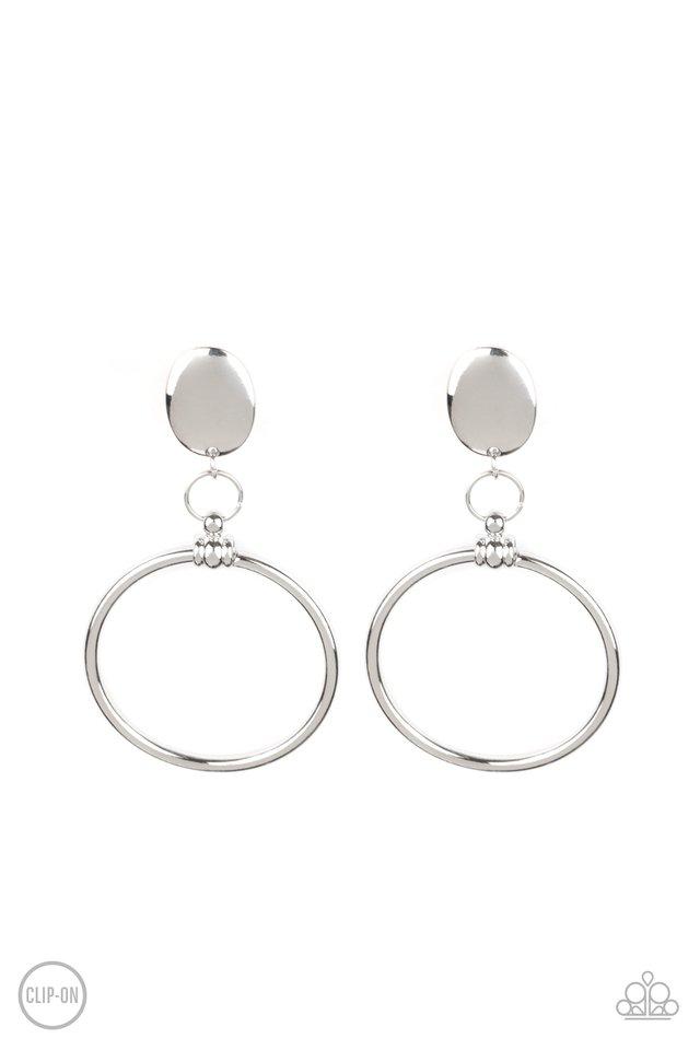 Paparazzi Earring ~ Jumping Through Hoops - Silver