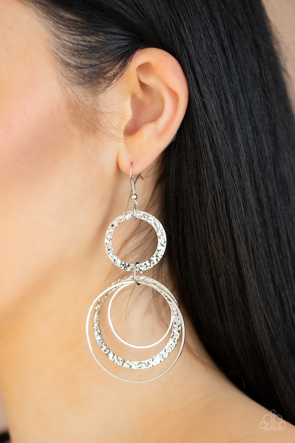 Paparazzi Earring ~ Eclipsed Edge - Silver