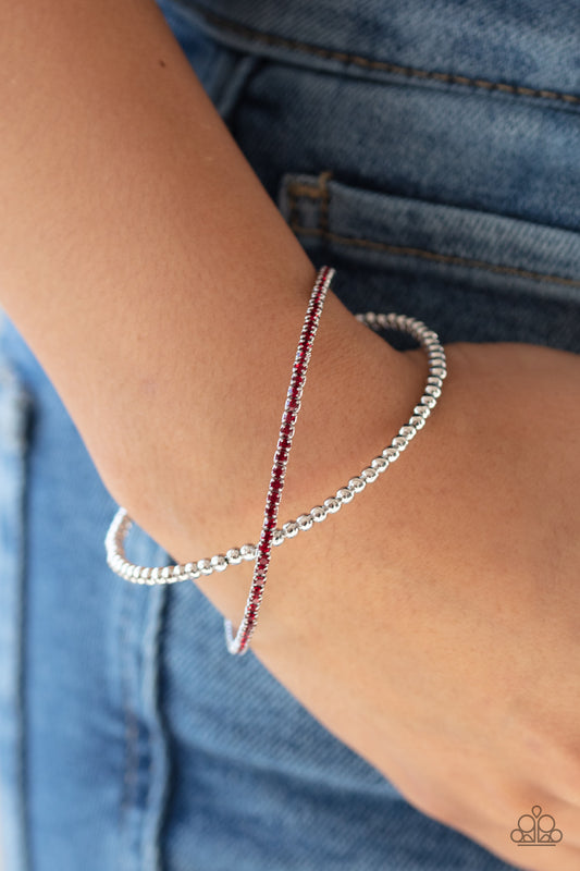 Paparazzi Bracelet ~ Chicly Crisscrossed - Red