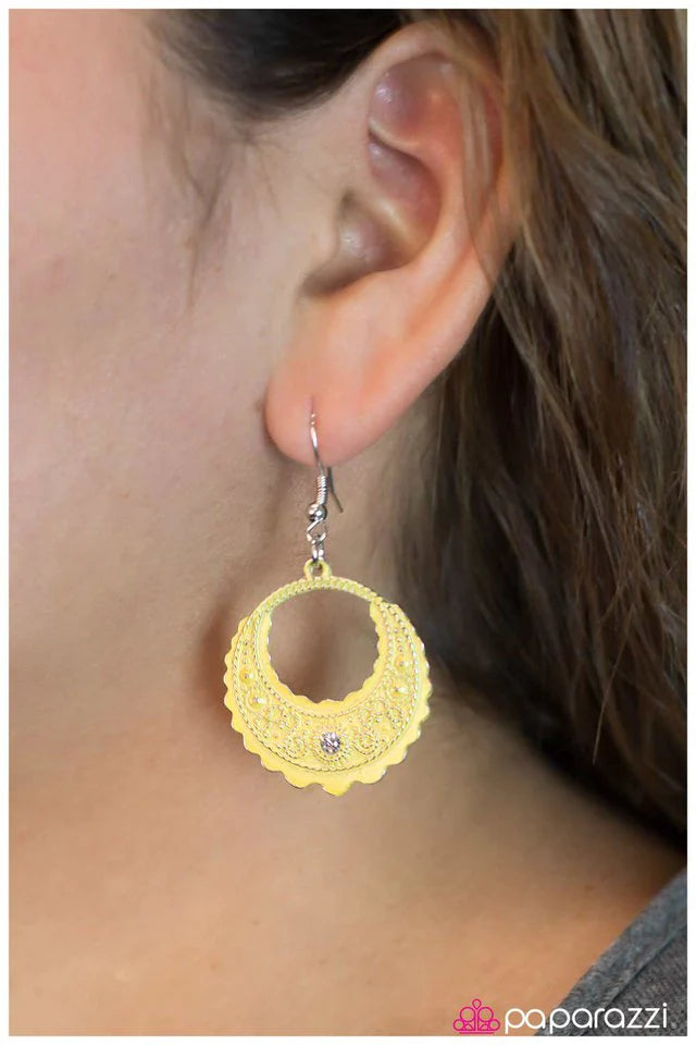 Paparazzi Earring ~ A Whole New World - Yellow