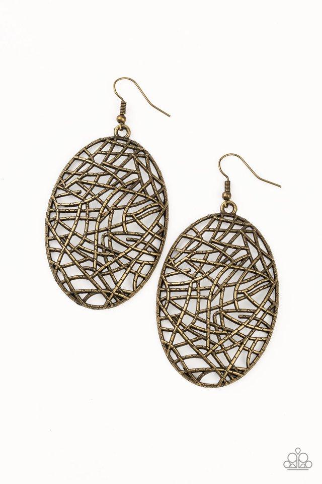 Paparazzi Earring ~ Way Out of Line - Brass