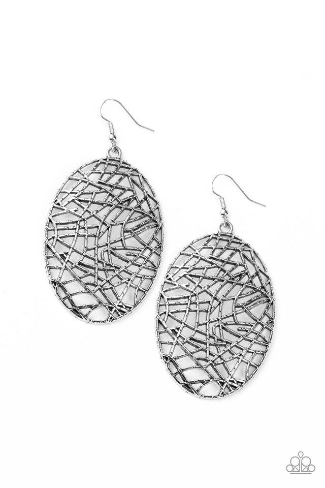 Paparazzi Earring ~ Way Out of Line - Silver