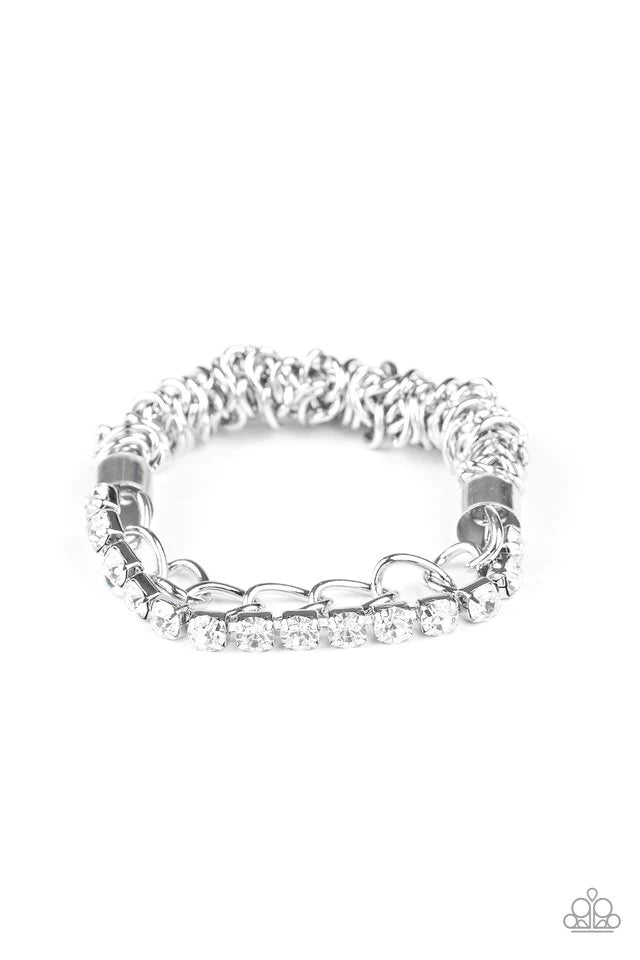 Paparazzi Bracelet ~ Glamour Grid - White