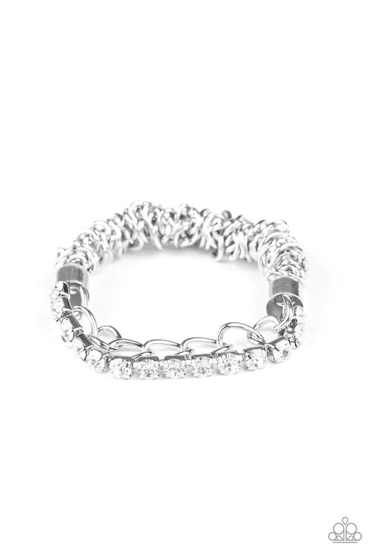 Paparazzi Bracelet ~ Glamour Grid - White