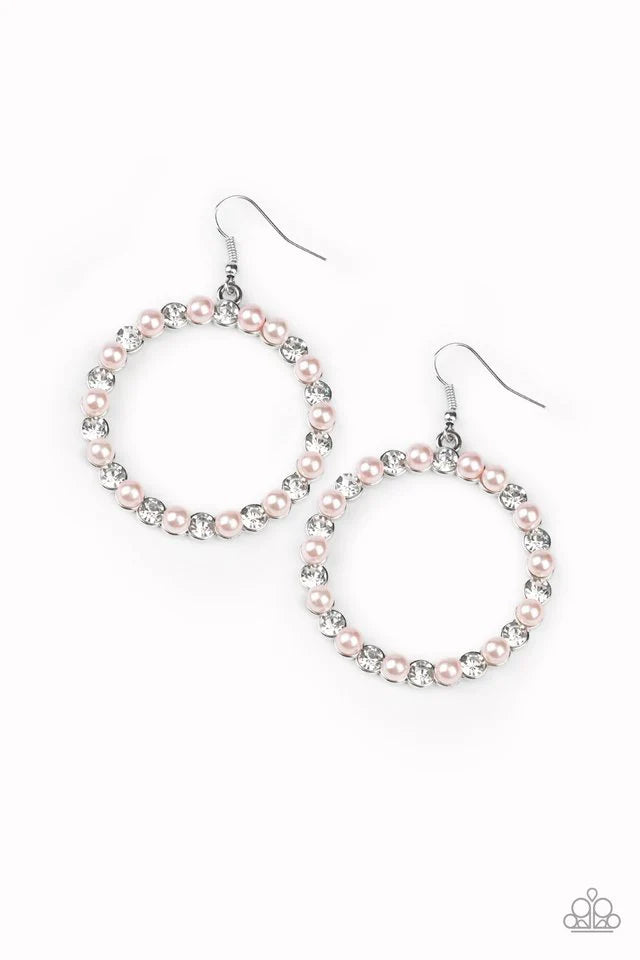 Paparazzi Earring ~ Pearl Palace - Pink