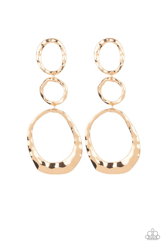 Radically Rippled - Gold - Paparazzi Earring Image