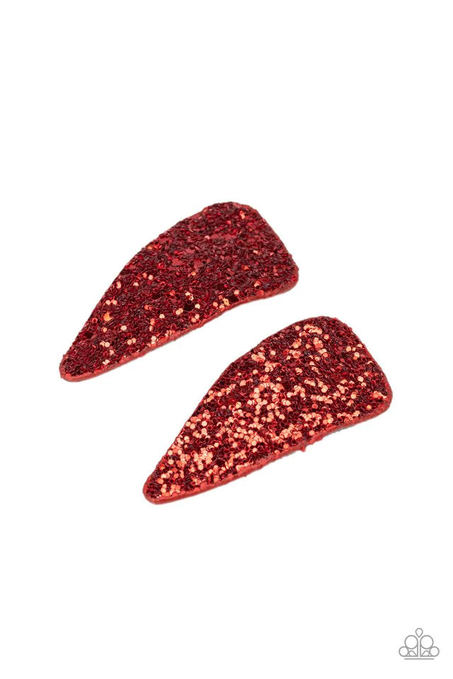 Accesorios para el cabello de Paparazzi ~ Squad Shimmer - Rojo