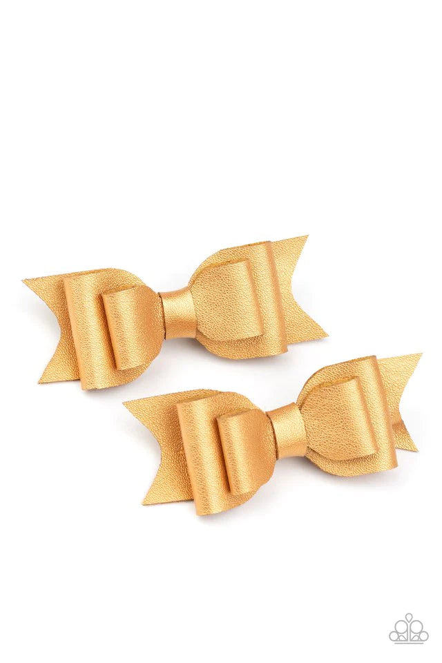 Accesorios para el cabello de paparazzi ~ ¡Totalmente BOWS My Mind! - Dorado