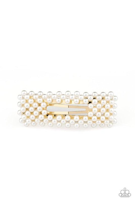 Paparazzi Hair Accessories ~ Clutch Your Pearls - Gold