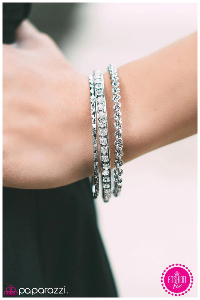 Paparazzi Bracelet ~ Three To Tango - Silver