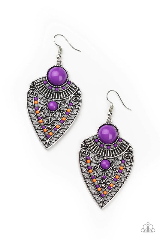 Paparazzi Earring ~ Tribal Territory - Purple