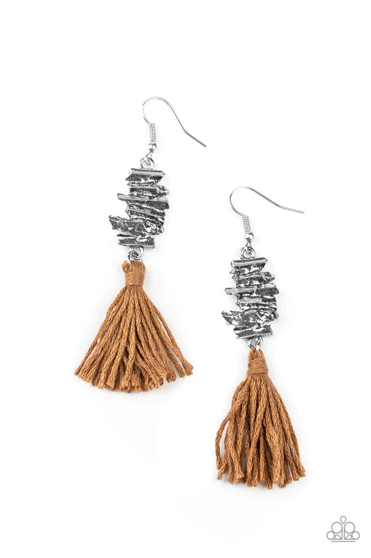 Paparazzi Earring ~ Tiki Tassel - Brown