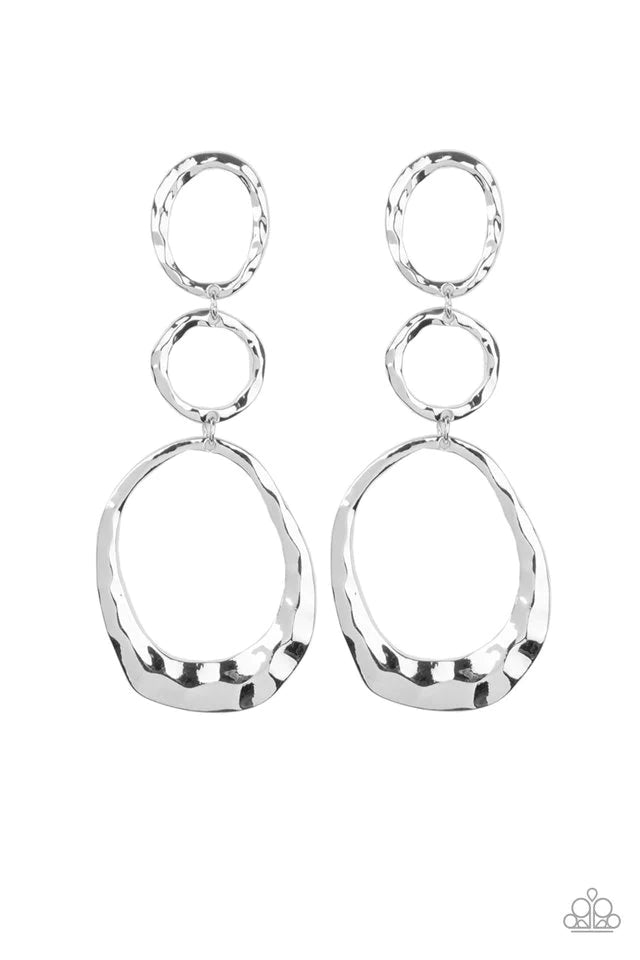 Paparazzi Earring ~ Radically Rippled - Silver