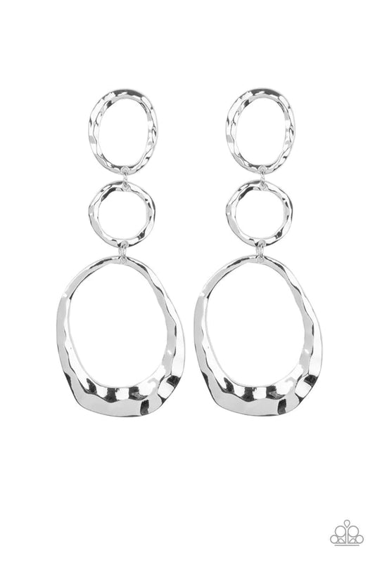 Paparazzi Earring ~ Radically Rippled - Silver