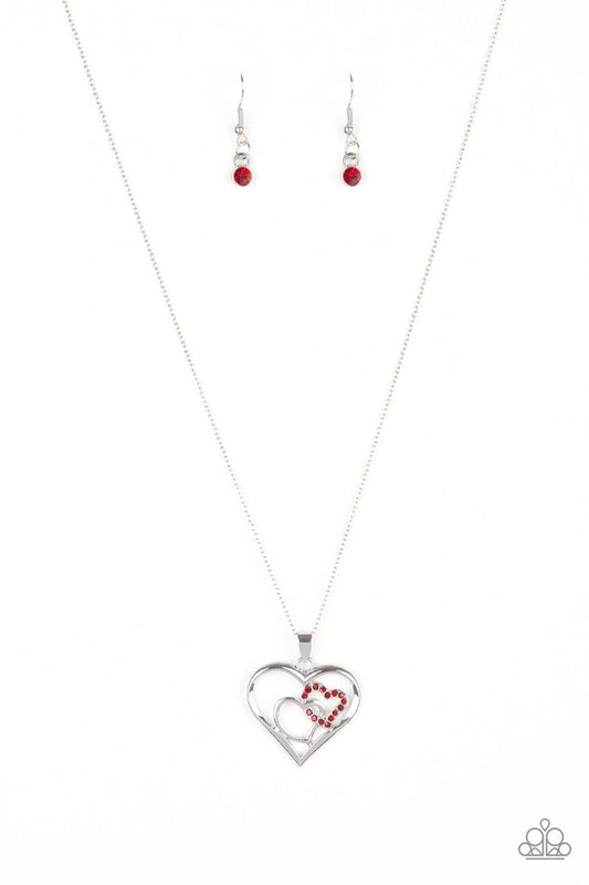Paparazzi Necklace ~ Cupid Charm - Red