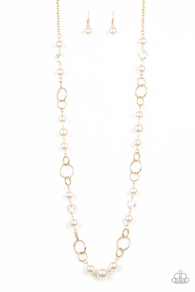 Paparazzi Necklace ~ Prized Pearls - Gold