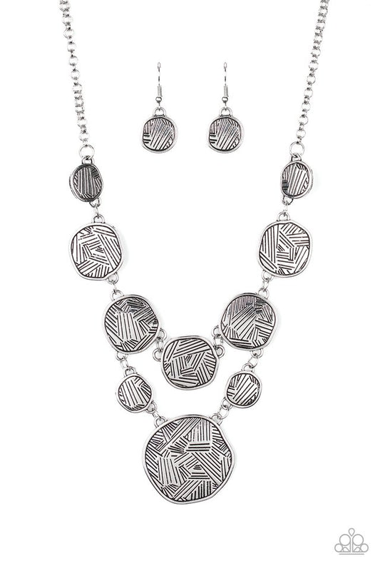 Metallic Patchwork - Silver - Paparazzi Necklace Image