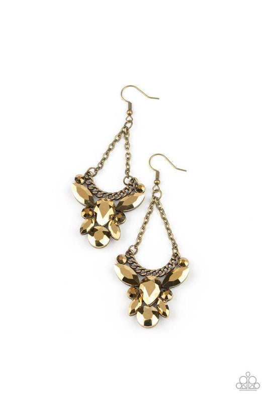 Paparazzi Earring ~ Bling Bouquets - Brass