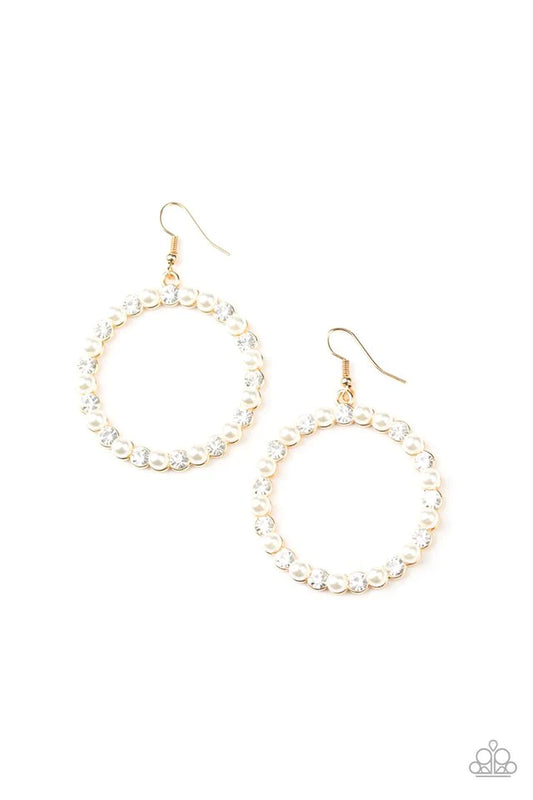 Paparazzi Earring ~ Pearl Palace - Gold