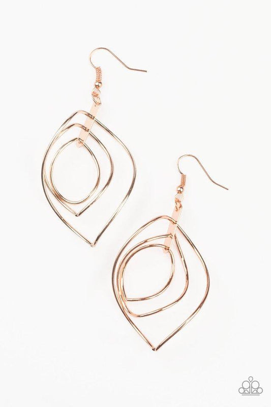 Paparazzi Earring ~ Asymmetrical Allure - Copper