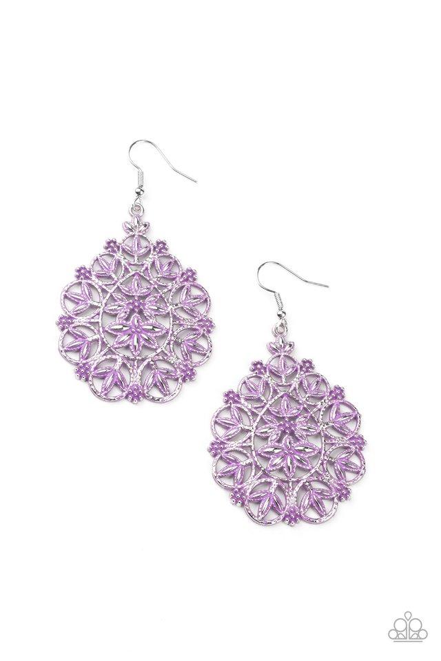 Paparazzi Earring ~ Floral Affair - Purple