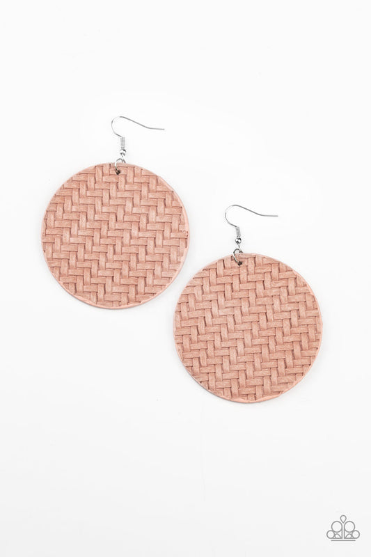 Paparazzi Earring ~ Plaited Plains - Pink