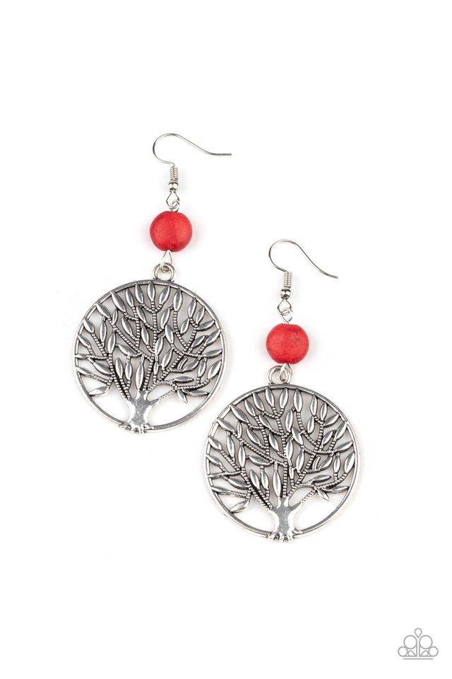 Paparazzi Earring ~ Bountiful Branches - Red