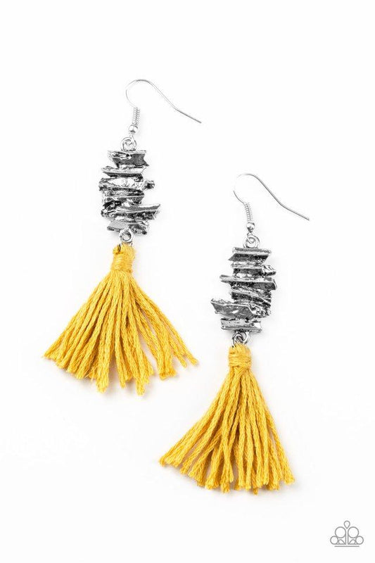 Paparazzi Earring ~ Tiki Tassel - Yellow