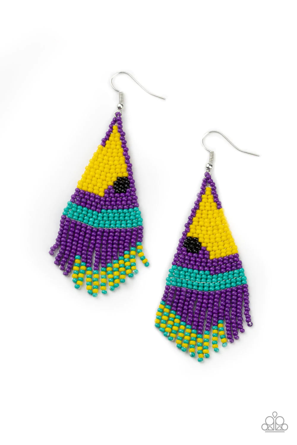 Paparazzi Earring ~ Brightly Beaded - Purple