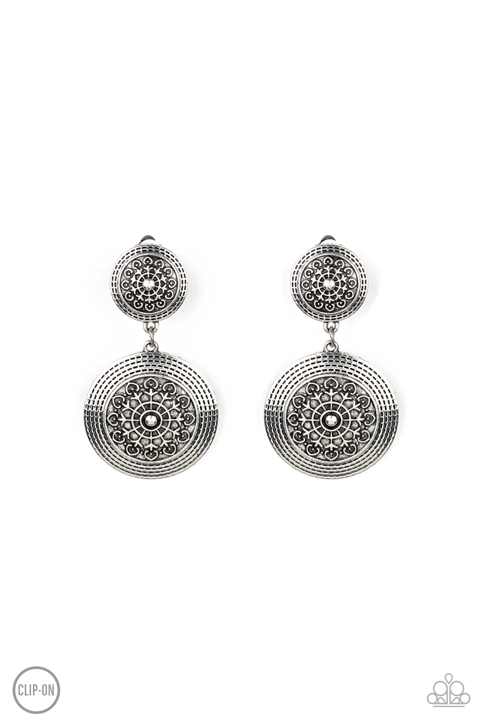 Paparazzi Earring ~ Magnificent Medallions - Silver