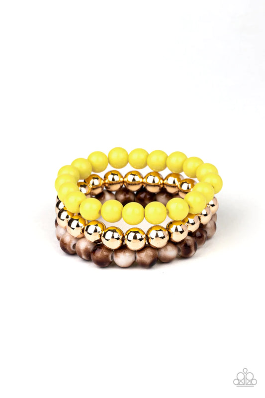 Pulsera Paparazzi ~ Courageously Couture - Amarillo