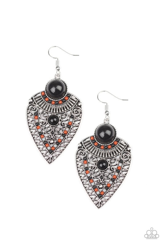 Tribal Territory - Black - Paparazzi Earrings Image