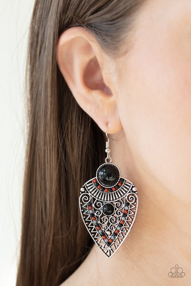 Tribal Territory - Black - Paparazzi Earrings Image