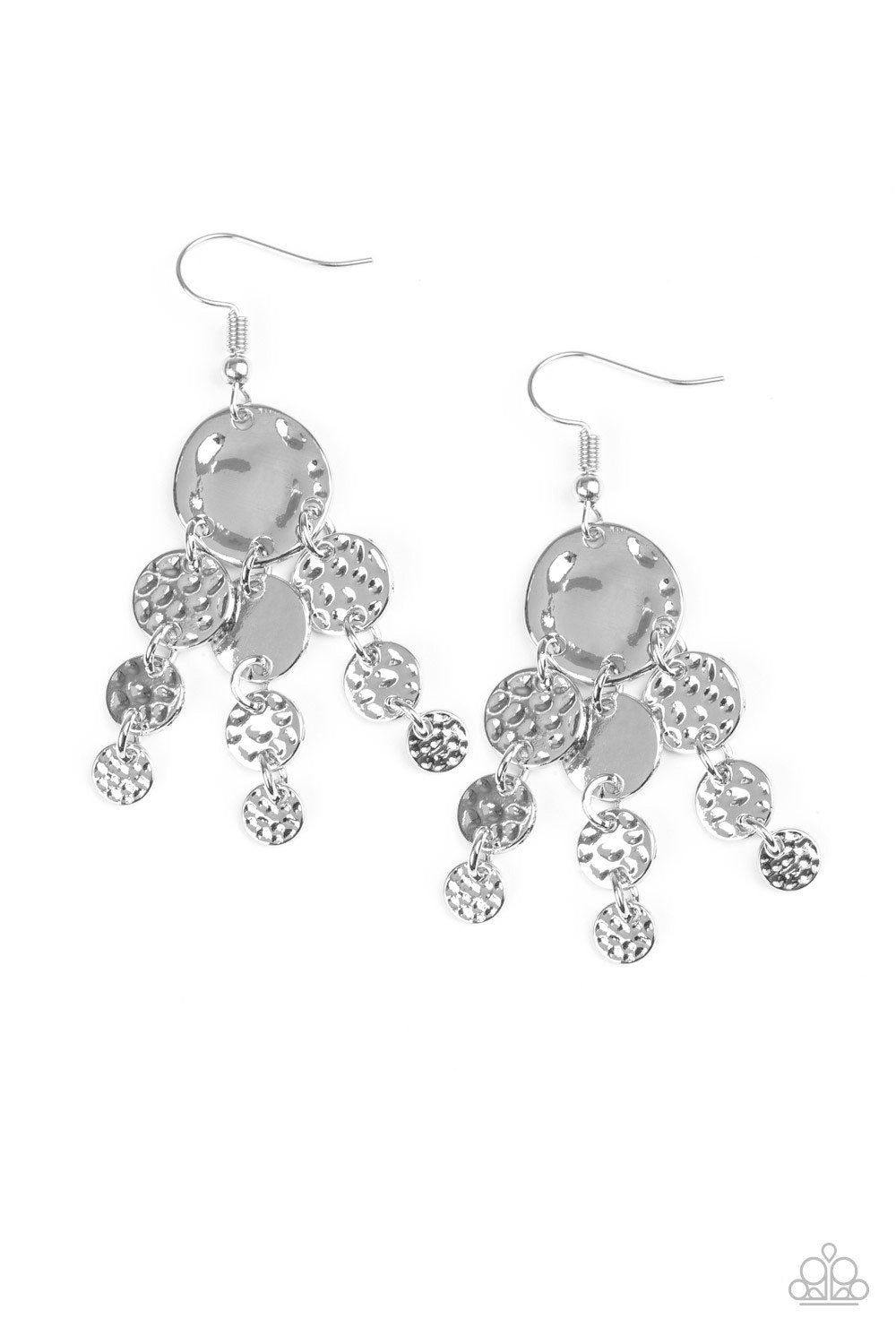 Paparazzi Earring ~ Do Chime In - Silver