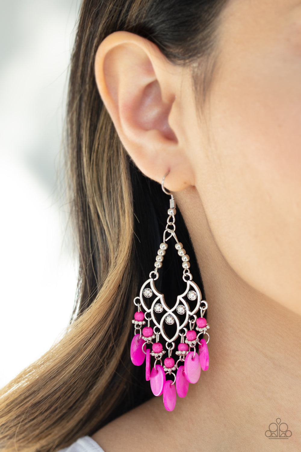 Paparazzi Earring ~ Shore Bait - Pink